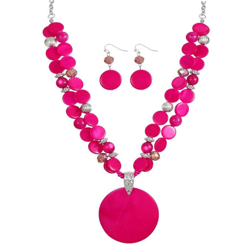 Layered Beads Statement Fashion Necklace Chunky Jewelry Set Big Colorful Glass S